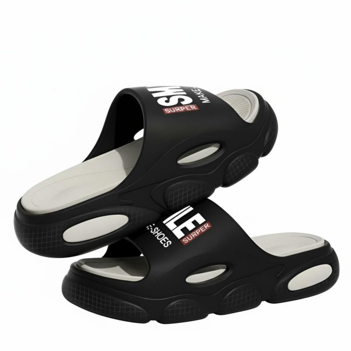 Men's Thick Sole Sandals, Foam, Summer, Anti-Slip, Outdoor Beach