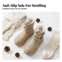 Chunky Winter Boots, Unisex Plush-Lined Ankle Boots, Warm Suede, Anti-Slip Sole