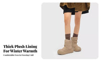 Chunky Winter Boots, Unisex Plush-Lined Ankle Boots, Warm Suede, Anti-Slip Sole