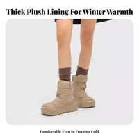 Chunky Winter Boots, Unisex Plush-Lined Ankle Boots, Warm Suede, Anti-Slip Sole