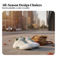 Men's Leather Sports Shoes, Thick Sole, Breathable, Stylish Dad Shoes, All-Season
