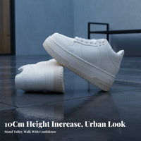 Height Boost Athletic Shoes, 7cm Lift, Microfiber Leather, Unisex Board Shoes, 2024, Thick Sole, Lightweight