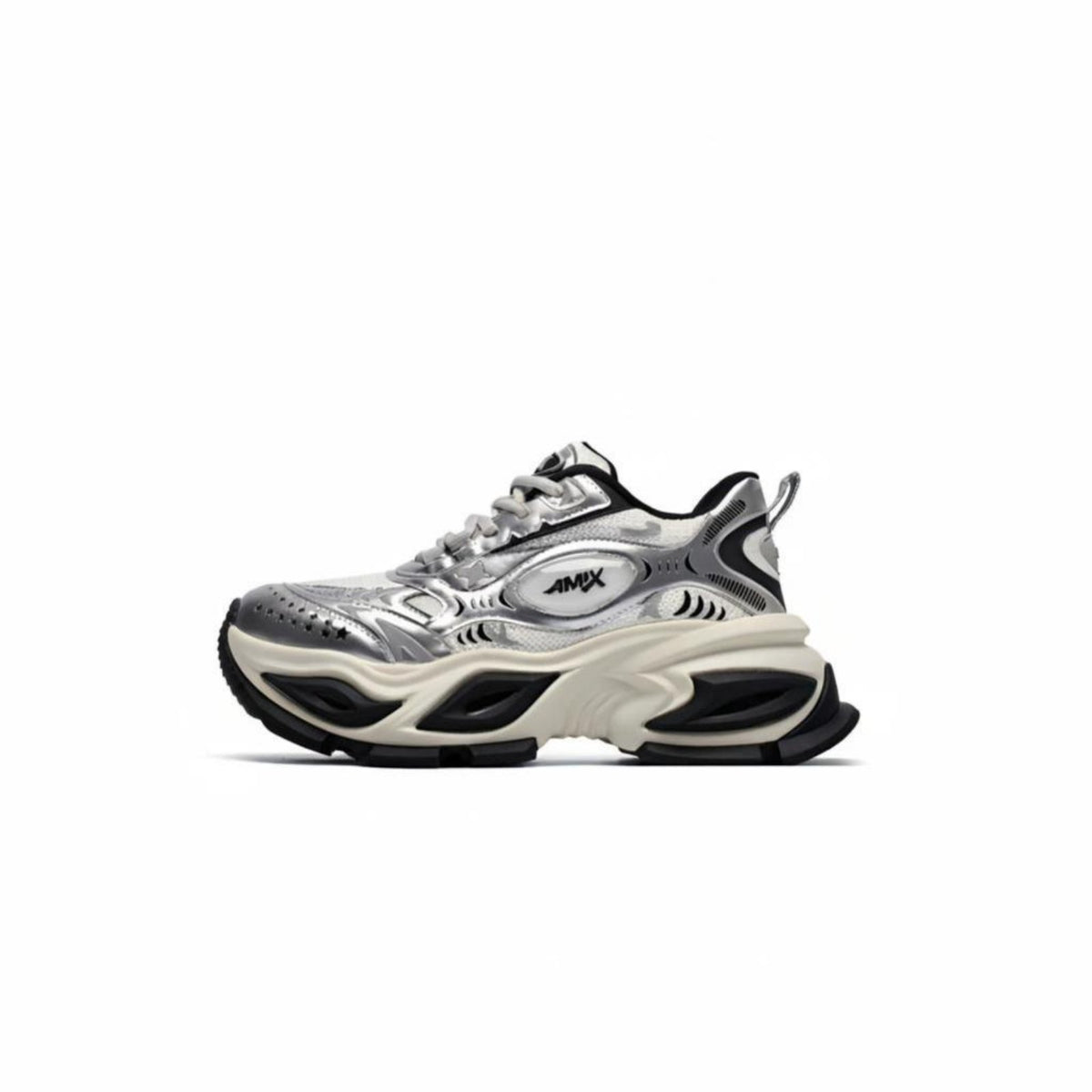 Dad Shoes, Liquid Silver Mesh, Height Boost, Thick Sole, Breathable, Autumn, Men's Comfort