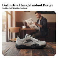Men's Vintage Trainer Sneakers, Height Boost, Thick Sole, Round Toe, Comfortable, Casual Athletic, Youth Style