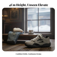 Men's Vintage Trainer Sneakers, Height Boost, Thick Sole, Round Toe, Comfortable, Casual Athletic, Youth Style