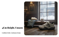 Men's Vintage Trainer Sneakers, Height Boost, Thick Sole, Round Toe, Comfortable, Casual Athletic, Youth Style