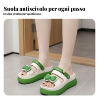 Summer Platform House Shoes, Women, Bowknot, Non-Slip, Relaxed, Indoor Outdoor