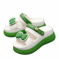 Summer Platform House Shoes, Women, Bowknot, Non-Slip, Relaxed, Indoor Outdoor