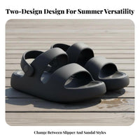 Two-Way Slip-On Sandals, Breathable Foam Sole, Unisex Summer Beach Travel, Anti-Slip Thick Sole