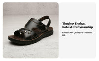 Men's Summer Leather Sandals, Soft Sole Flip-Flops, Outdoor, For Middle-Aged