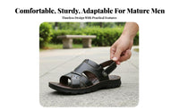 Men's Summer Leather Sandals, Soft Sole Flip-Flops, Outdoor, For Middle-Aged