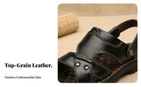 Men's Summer Leather Sandals, Soft Sole Flip-Flops, Outdoor, For Middle-Aged