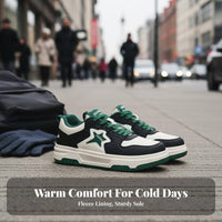 Men's Fleece Lined Winter athletic shoes, Low Top relaxed Board Shoes, Warm Athletic Trainers for Youth