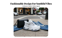 Women's Chunky Athletic Shoes, Elevated Dad Style, Height Boost, 2025 Autumn, Relaxed Cream Trainers, Breathable, Anti-Odor,