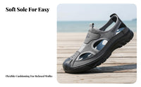 Men's Leather Sandals, Soft Sole, Breathable, Anti-Slip, Relaxed Summer Beach Shoes