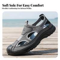 Men's Leather Sandals, Soft Sole, Breathable, Anti-Slip, Relaxed Summer Beach Shoes