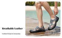 Men's Leather Sandals, Soft Sole, Breathable, Anti-Slip, Relaxed Summer Beach Shoes