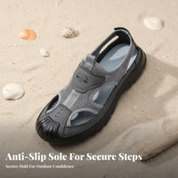 Men's Leather Sandals, Soft Sole, Breathable, Anti-Slip, Relaxed Summer Beach Shoes