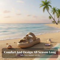 Women's Summer Beach Slide Sandals, Thick Sole, Soft, Non-Slip, Relaxed Outdoor