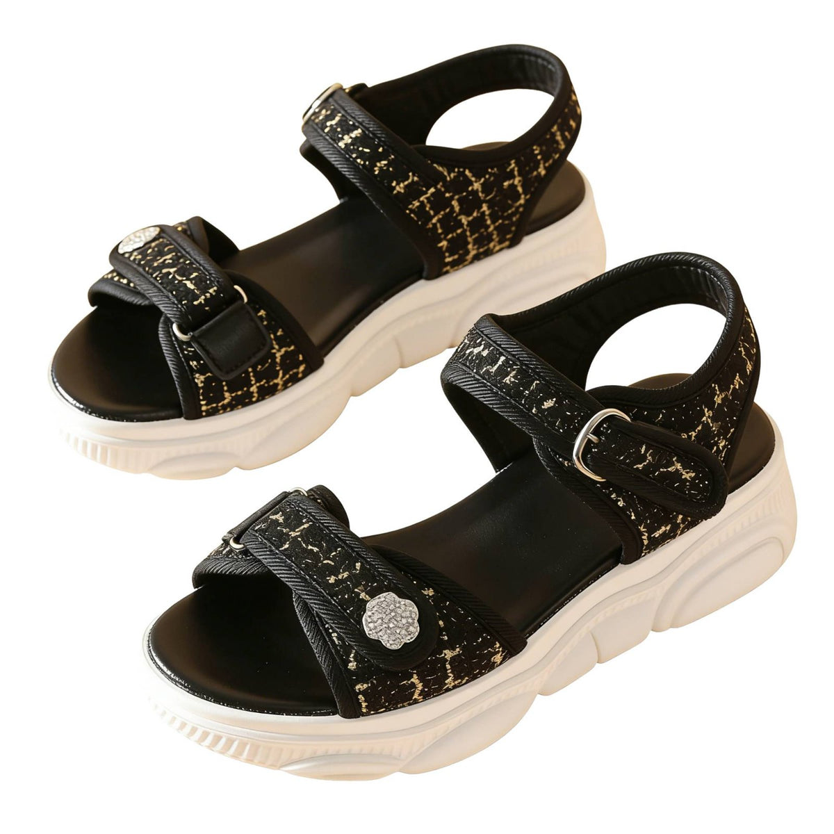 Women's Mesh Elevated Sandals, Summer Outdoor, Sport Beach Shoes, Stylish Buckle Strap, Youthful Look