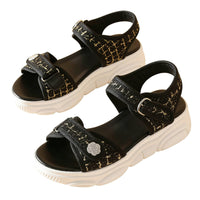 Women's Mesh Elevated Sandals, Summer Outdoor, Sport Beach Shoes, Stylish Buckle Strap, Youthful Look