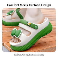 Women's Summer Platform Sandals, Ribbon Knot, Stylish, Non-Slip, Indoor Outdoor, Relaxed