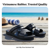 Men's Rubber Sandals, Summer Flip-Flops, Versatile, Thick Sole, Non-Slip, Open Toe, Outdoor Beach Shoes