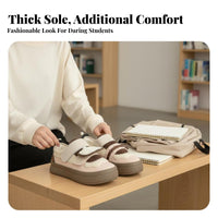 Rose lamb wool fleece-lined sneakers, hook and loop board shoes, women's sporty look, chic and unique student style