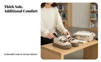 Rose lamb wool fleece-lined sneakers, hook and loop board shoes, women's sporty look, chic and unique student style