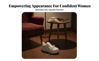 Elevated Cream Athletic Shoes, Women's Chunky Sole, Relaxed Lace-Up Board Shoes, Big Forefoot Bread Shoe, Autumn Style
