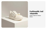 Elevated Cream Athletic Shoes, Women's Chunky Sole, Relaxed Lace-Up Board Shoes, Big Forefoot Bread Shoe, Autumn Style