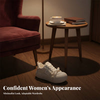 Elevated Cream Athletic Shoes, Women's Chunky Sole, Relaxed Lace-Up Board Shoes, Big Forefoot Bread Shoe, Autumn Style