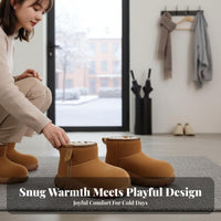 Cute Capybara Winter Boots, Women's Plush Short Boots, Thick Sole, Warm Animal Design