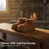 Cute Capybara Winter Boots, Women's Plush Short Boots, Thick Sole, Warm Animal Design