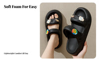 doubleWear Thick Sole Slide Sandals, Women's Summer Clog Shoes, Outdoor Beach, Foam Material, Cute Cartoon Decor