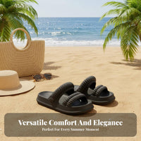 doubleWear Thick Sole Slide Sandals, Women's Summer Clog Shoes, Outdoor Beach, Foam Material, Cute Cartoon Decor