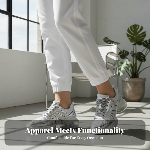 Dad Sneakers, Bubblegum Series, 2nd Gen, Silver Thick Sole, Breathable, Height Boost, Women's Sports Shoes