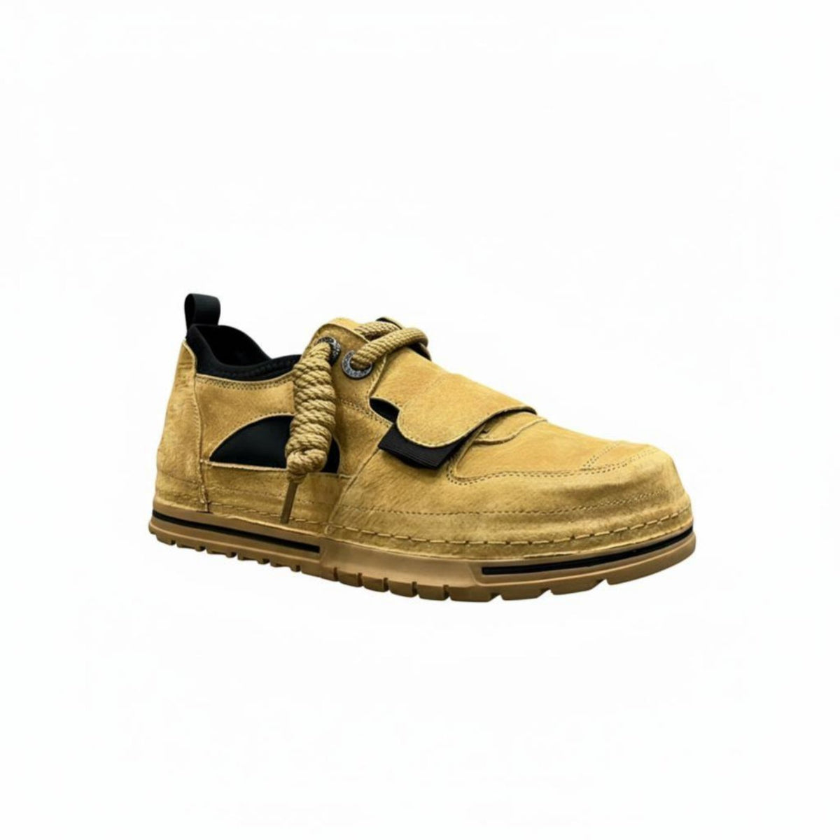 Chunky Men's Shoes, Hook-and-Loop Slip-On, Bread Style, Breathable Suede, Relaxed Trend