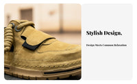 Chunky Men's Shoes, Hook-and-Loop Slip-On, Bread Style, Breathable Suede, Relaxed Trend