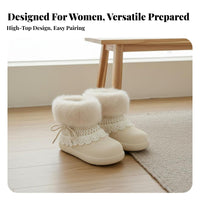 High-Top Plush Winter Boots, Women's Warm Lace-Up, Korean Style, Youthful Chic