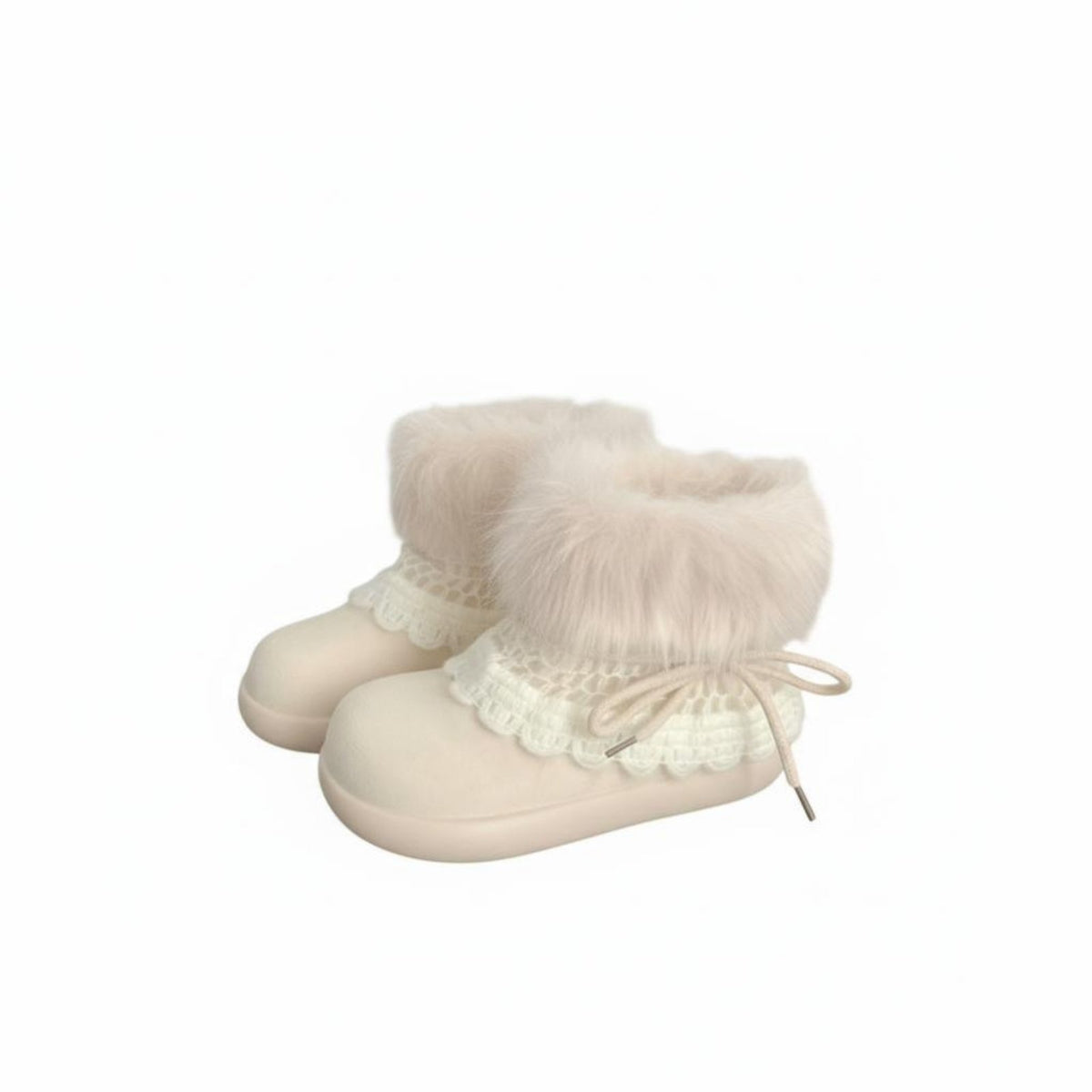 High-Top Plush Winter Boots, Women's Warm Lace-Up, Korean Style, Youthful Chic
