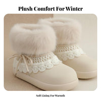 High-Top Plush Winter Boots, Women's Warm Lace-Up, Korean Style, Youthful Chic