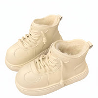 Women's Retro Winter Boots, Chunky Sole, Plush Lining, Cute Big Head Short Boots