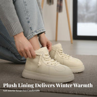 Women's Retro Winter Boots, Chunky Sole, Plush Lining, Cute Big Head Short Boots