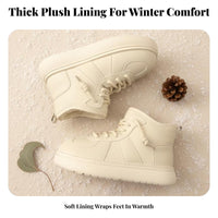 Women's Retro Winter Boots, Chunky Sole, Plush Lining, Cute Big Head Short Boots