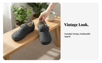 Retro Plush Flat Women's Shoes, Old Beijing Fabric Loafers, Warm Round Toe Shoes
