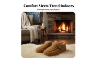Retro Plush Flat Women's Shoes, Old Beijing Fabric Loafers, Warm Round Toe Shoes