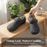 Retro Plush Flat Women's Shoes, Old Beijing Fabric Loafers, Warm Round Toe Shoes