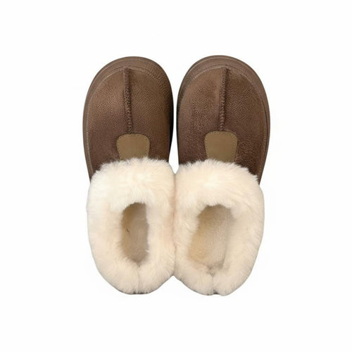 Capybara Plush House Shoes, Closed Toe, Thick Sole, Furry Winter Boots for Women
