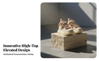 High Top Elevated Sole Shoes, Unisex, Deconstructed functional design, Downtown trend, Lace-Up